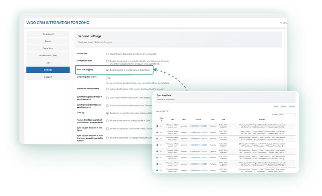 zoho logging tracking